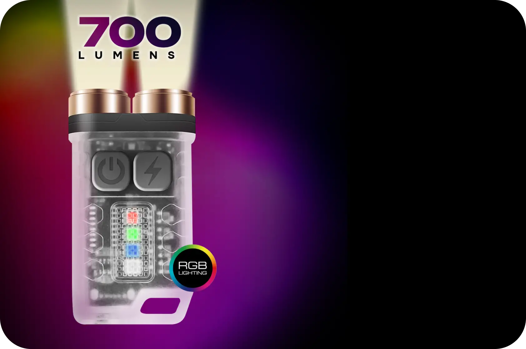 Beaconix B3 Mini flashlight with a transparent body, RGB side light and 700 lumens