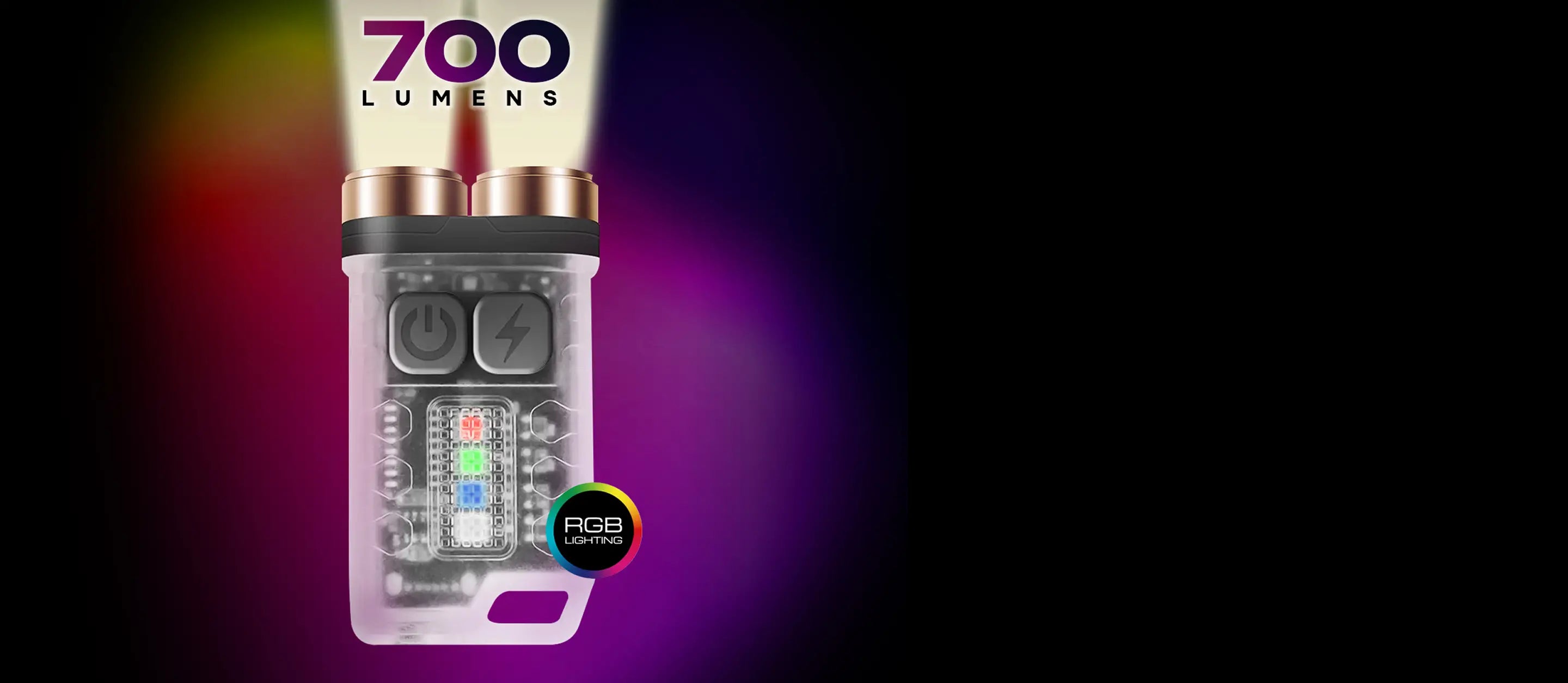 Beaconix B3 Mini flashlight with a transparent body, RGB side light and 700 lumens